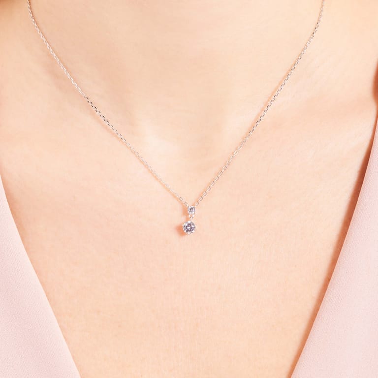 Zilveren ketting met hanger zirkonia voor dames