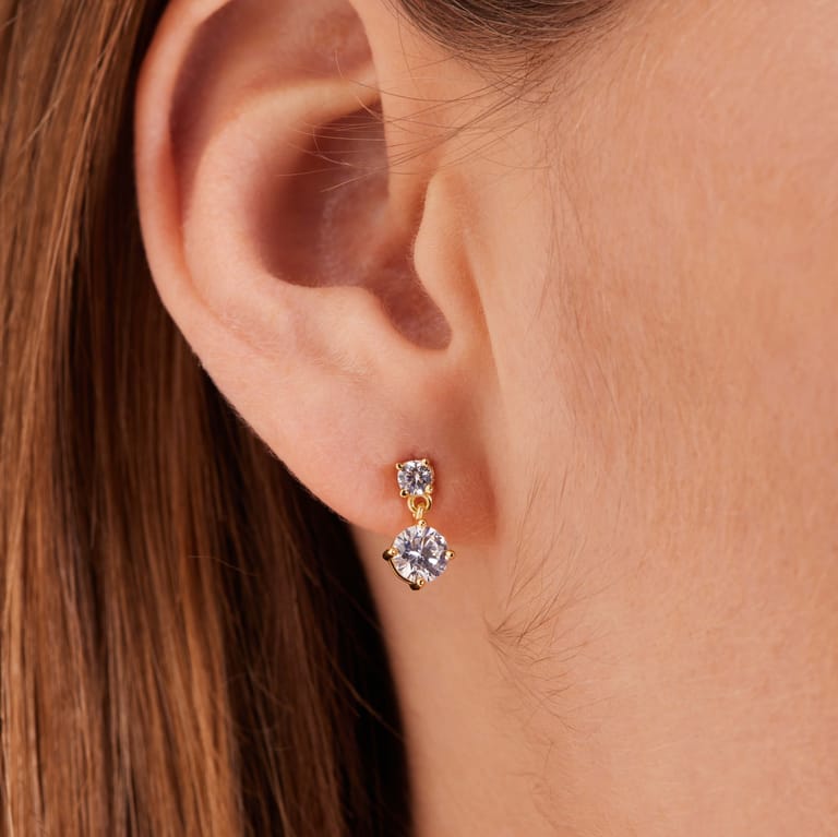 Zilveren goldplated oorknoppen zirkonia