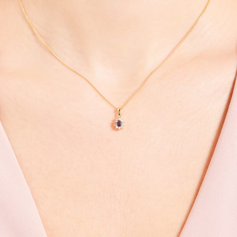 Zilveren goldplated ketting met hanger met zirkonia voor dames