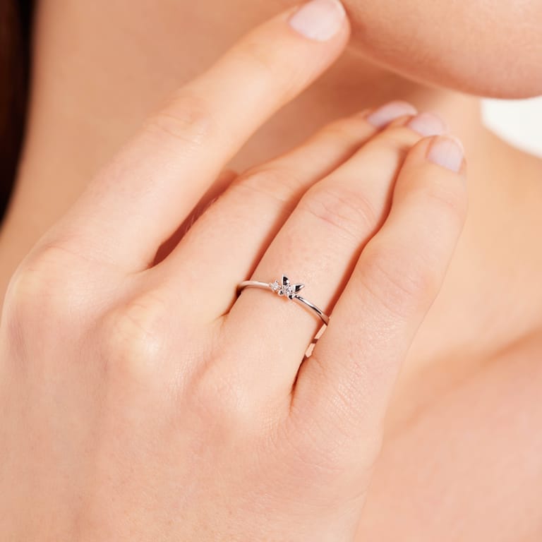 Zilveren ring vlinder zirkonia
