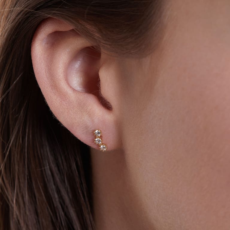 Zilveren goldplated oorknoppen met zirkonia voor dames