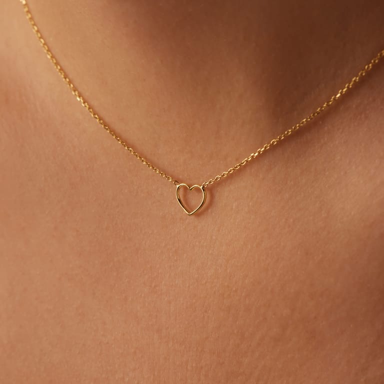 Zilveren goldplated ketting met hanger open hart