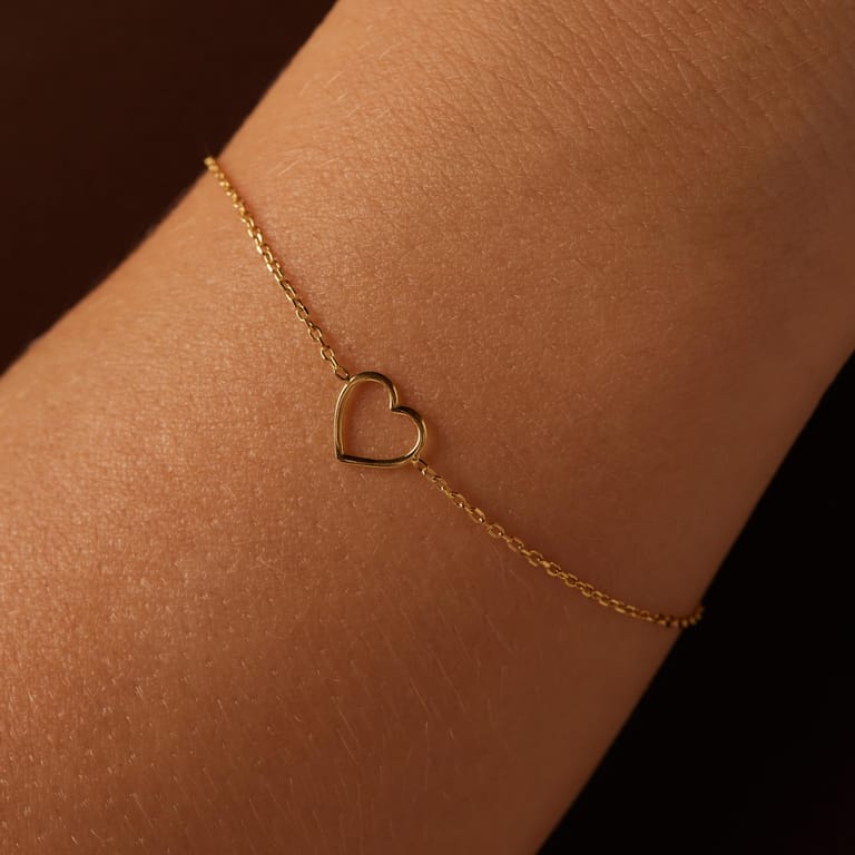 Zilveren goldplated armband hart voor dames