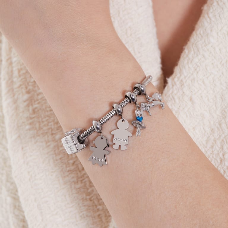 Charm aus Edelstahl Mädchen mit Zirkoniabesatz