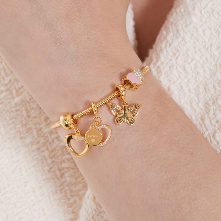 zilveren goldplated bedel hart, infinity en disc