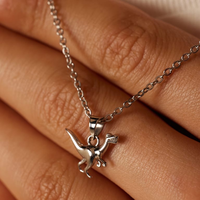 Stalen ketting met hanger dino