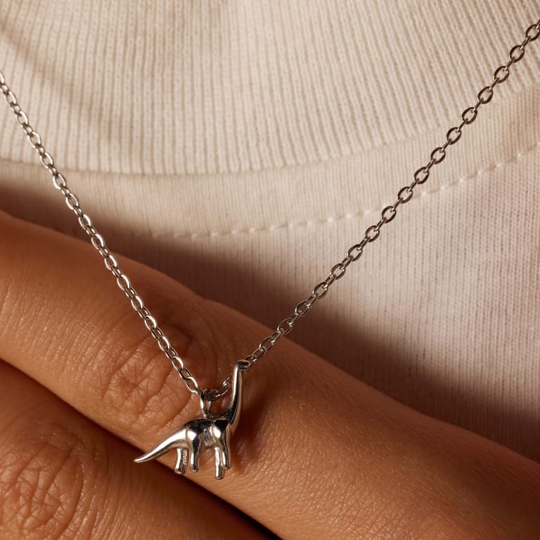 Stalen ketting met hanger dino