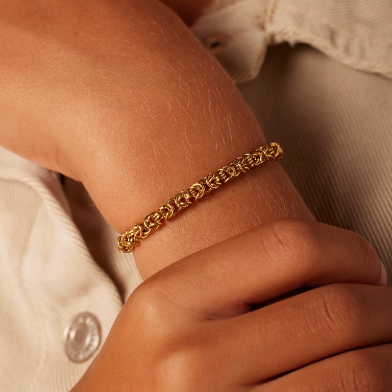 Stainless steel goldplated armband met koningsschakel