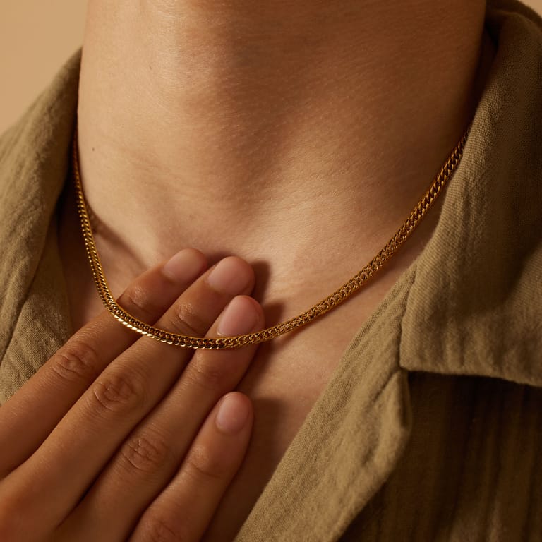 Stainless steel goldplated kinderschakelketting