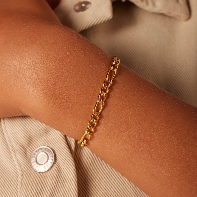 Stalen goldplated kinderschakelarmband