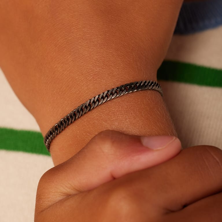 Stainless steel armband gourmet met anitque finish