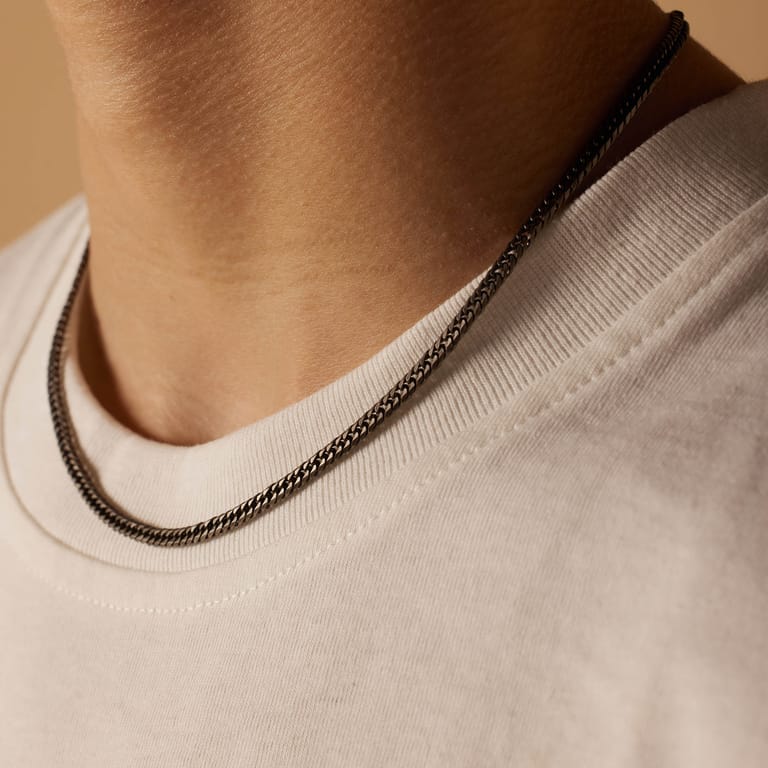 Stainless steel schakelketting gourmet met anitque finish