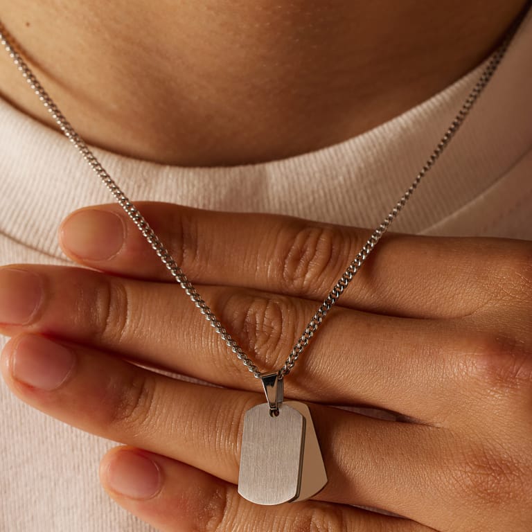 Stainless steel ketting met hanger 2 platen