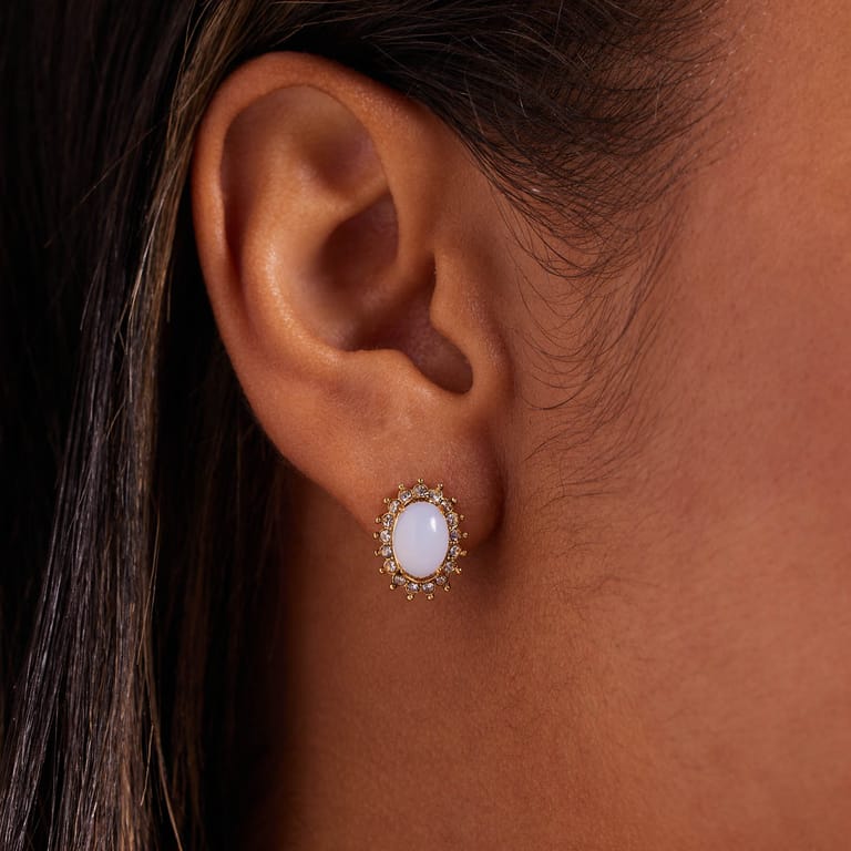 Stainless steel goldplated oorknoppen bloem voor dames