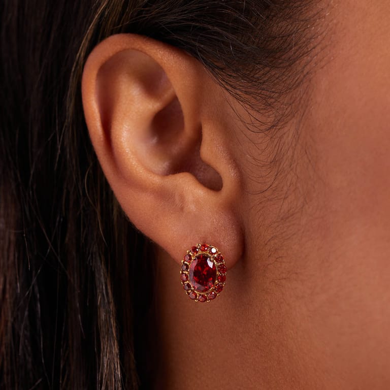 Stalen goldplated oorknoppen bloem met zirkonia voor dames