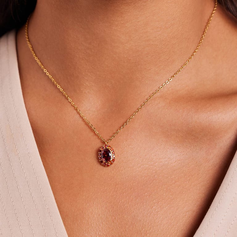 Stalen goldplated ketting met hanger bloem met zirkonia voor dames