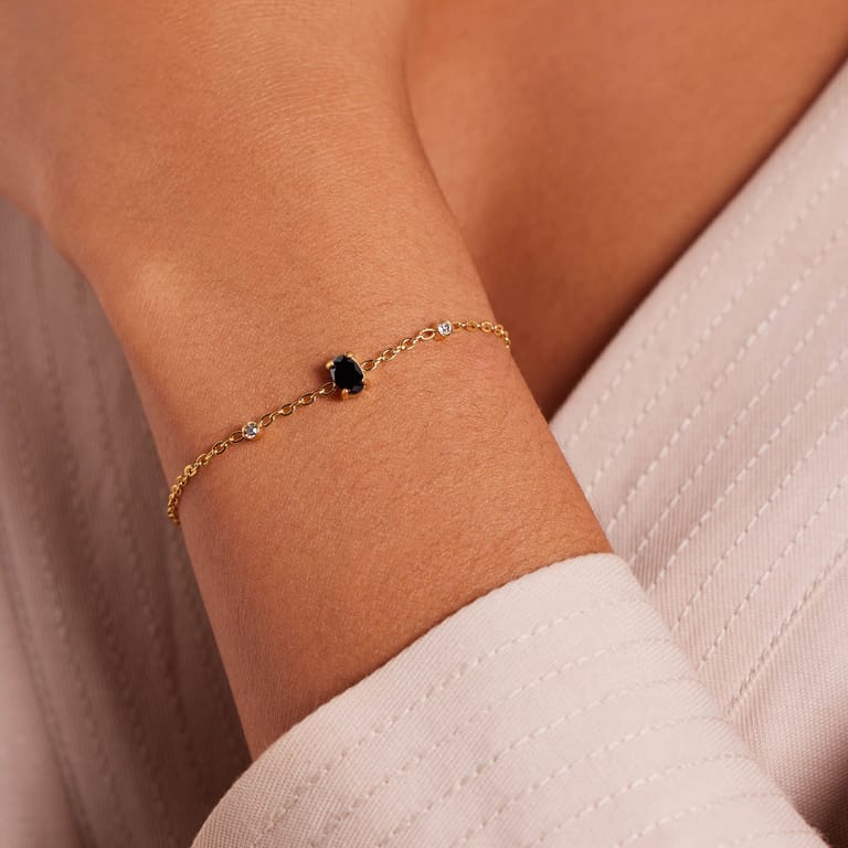 Stalen goldplated fantasiearmband met zirkonia voor dames