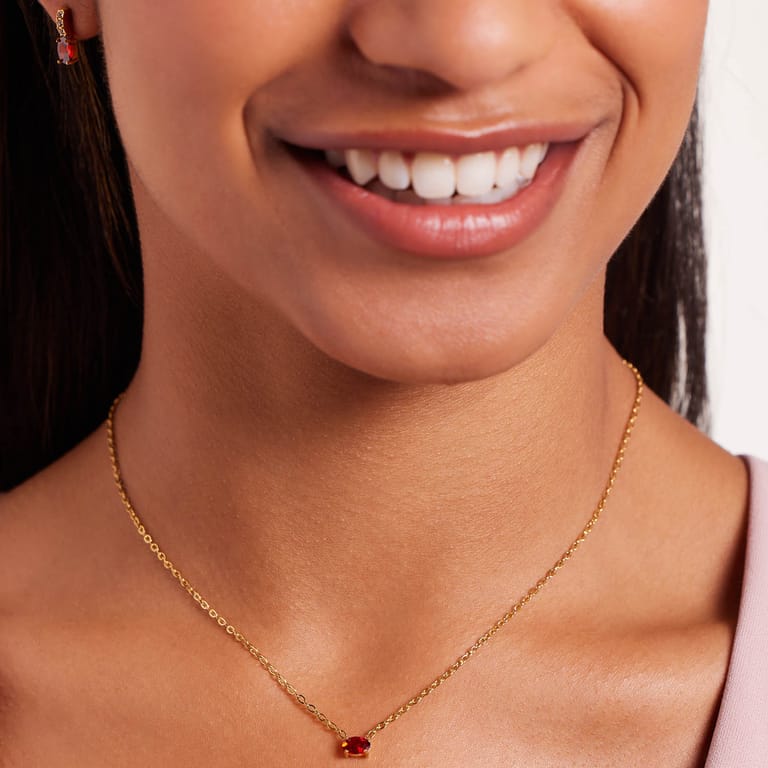 Stainless steel goldplated ketting met hanger met zirkonia voor dames