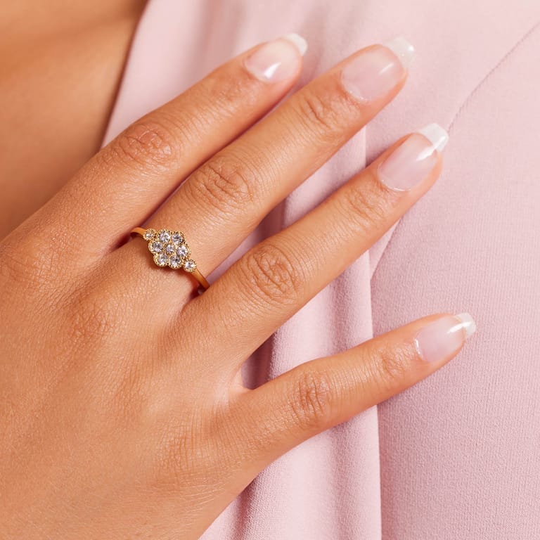 Stainless steel goldplated ring met zirkonia voor dames