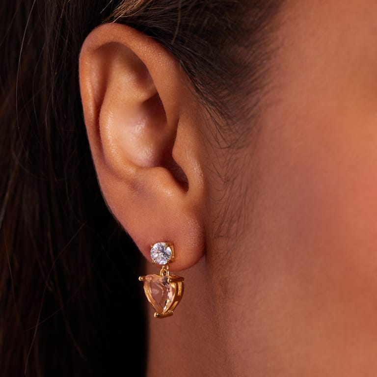 Stainless steel goldplated oorknoppen hart voor dames