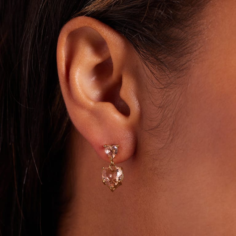 Stainless steel goldplated oorknop vintage light peach