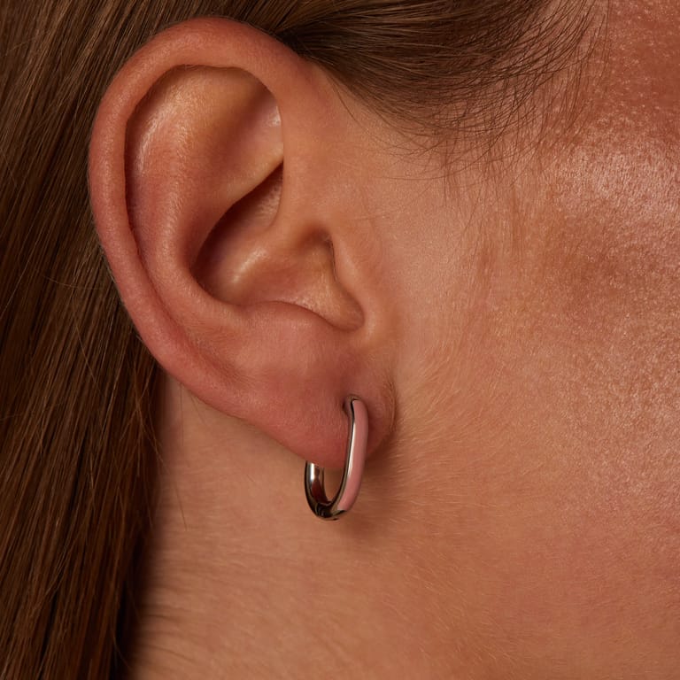 Ohrringe aus Edelstahl mit rosa Emaille