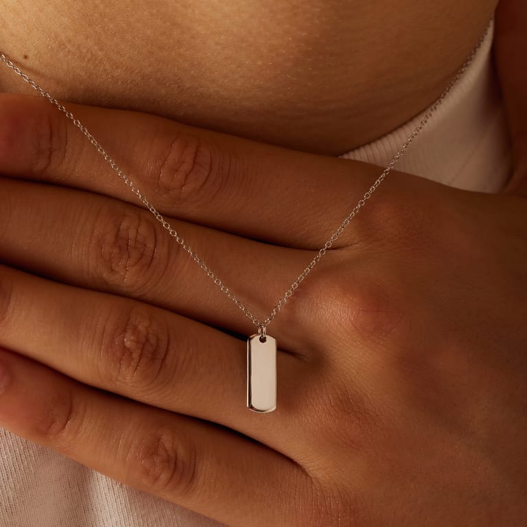 Halskette aus 925er Silber mit Anhänger, Steg