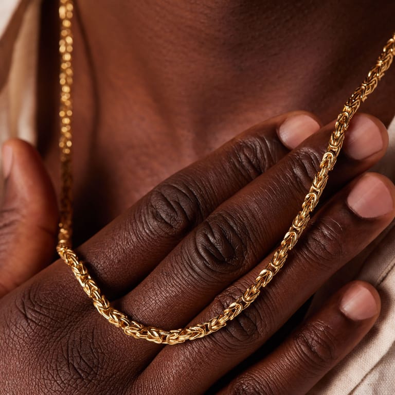 Gerecycleerde zilveren goldplated herenketting met koningsschakel