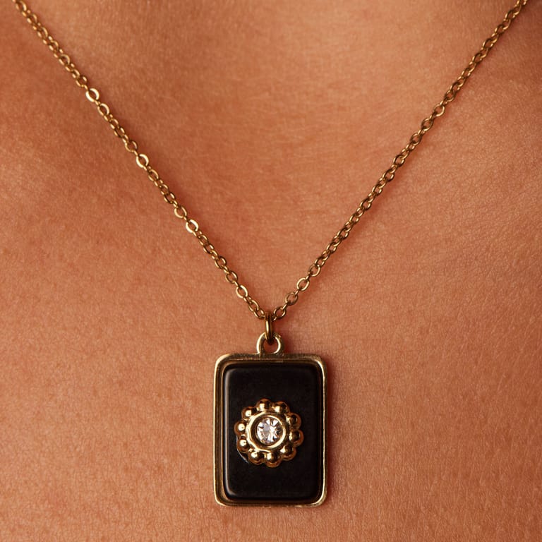 Stalen goldplated ketting met kaart