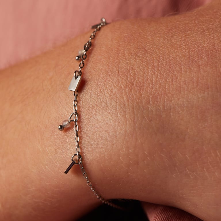 Stalen armband met maansteen
