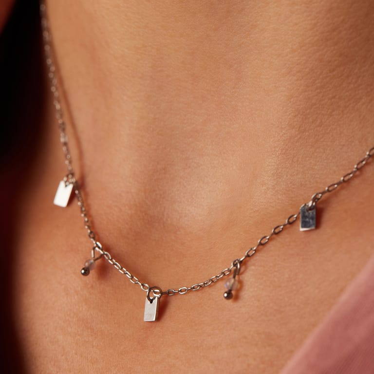 LuLu Jewels stalen ketting met maansteen voor dames