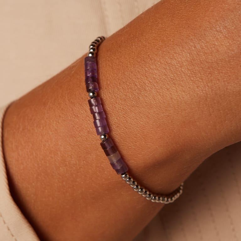 Stalen armband met amethyst