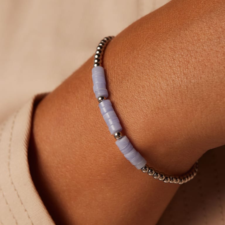 Stainless steel armband met blue lace agaat