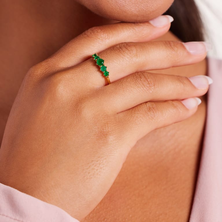 Stainless steel goldplated vintage ring groen