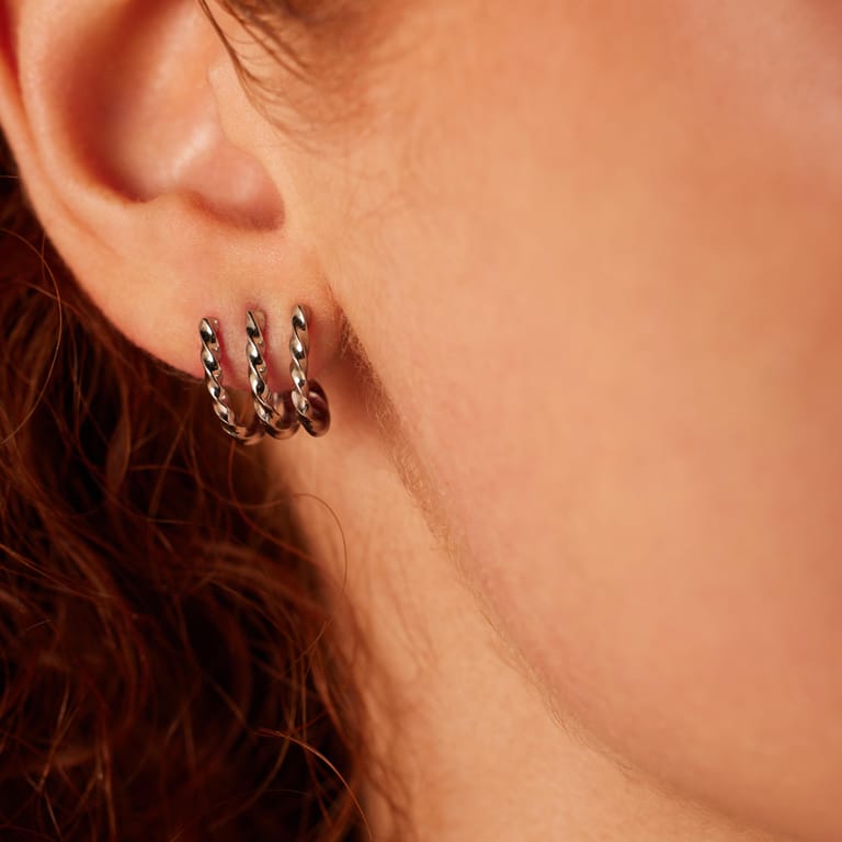 Stainless steel dubbele oorbellen gedraaid voor dames