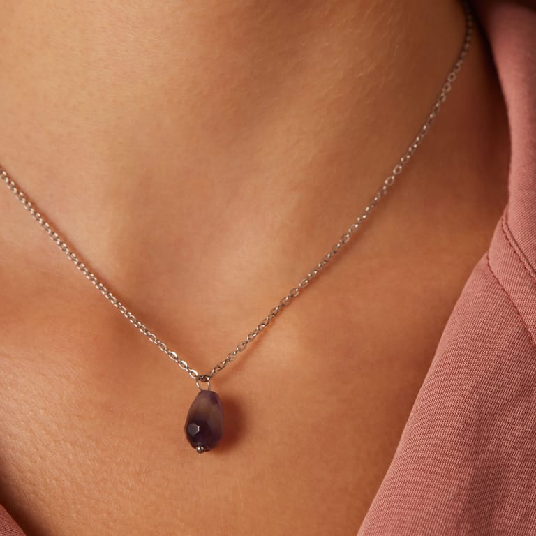 Myla stalen ketting met amethyst voor dames