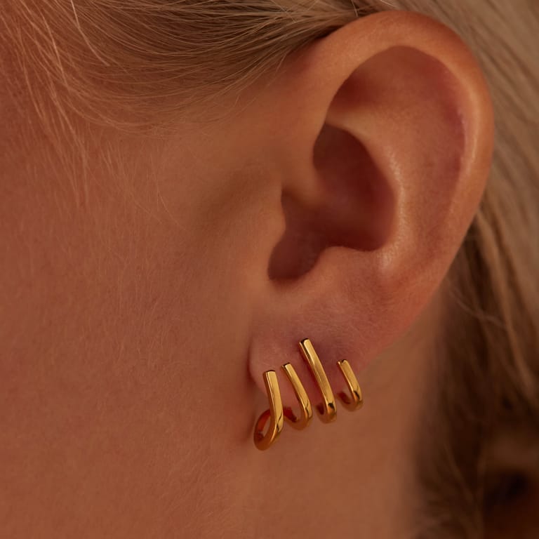 Zilveren goldplated oorringen 4in1