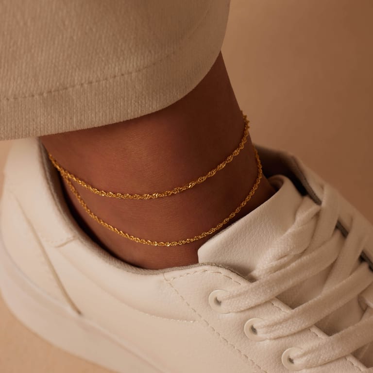 Zilveren goldplated enkelbandje voor dames