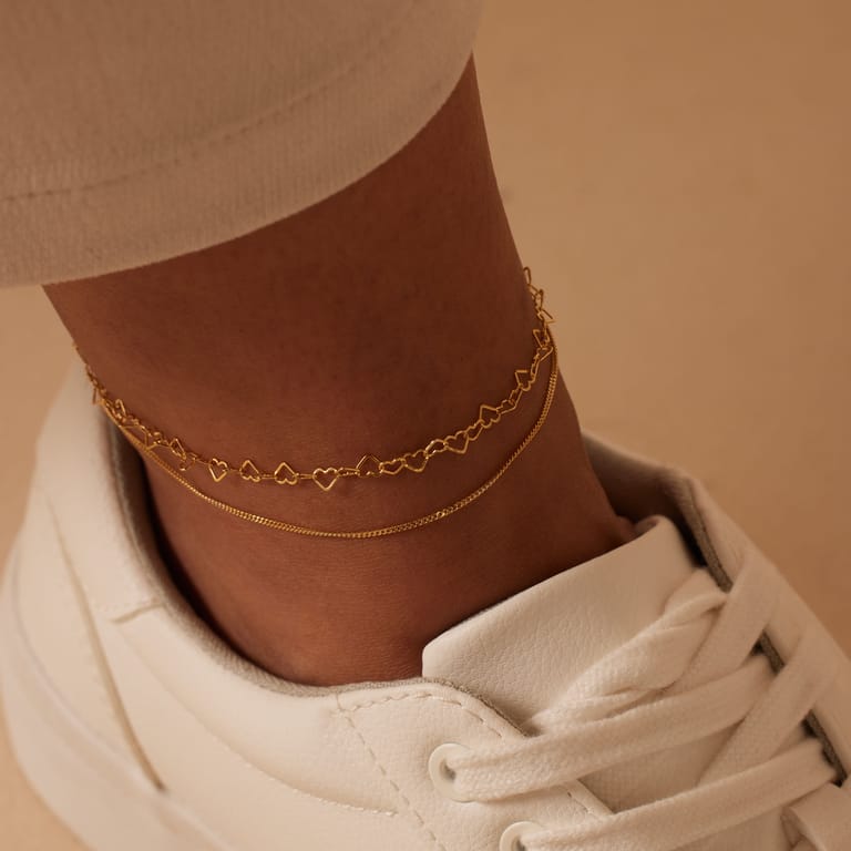 Zilveren goldplated enkelbandje voor dames