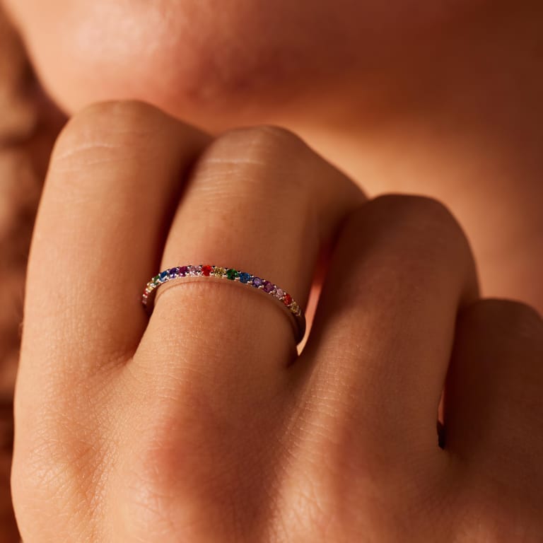 Ring aus 925er Silber, mehrfarbig, Zirkonia