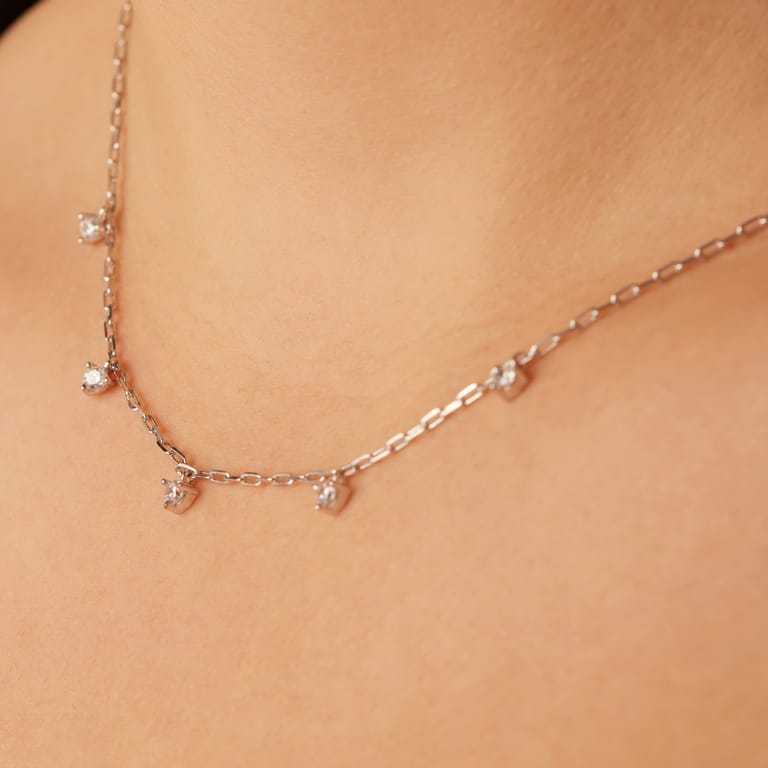 Zilveren ketting met zirkonia