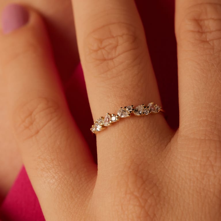 Zilveren goldplated ring zirkonia