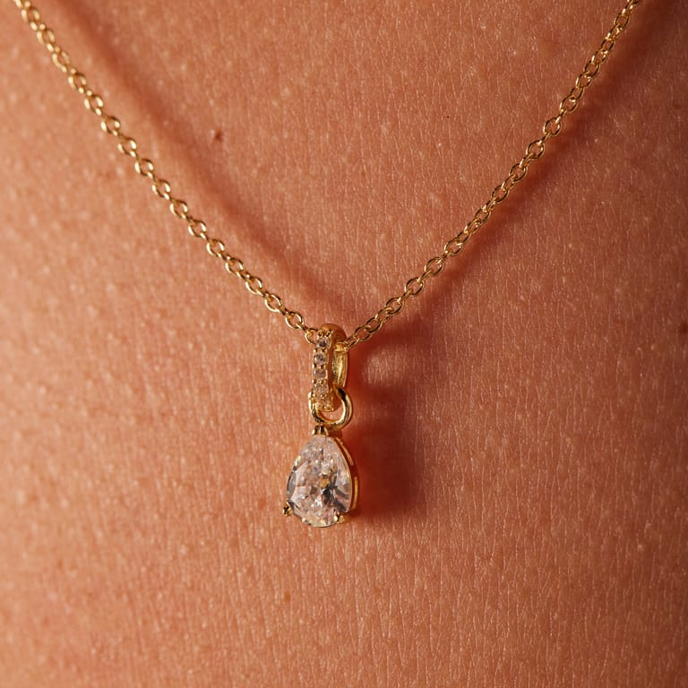 Zilveren goldplated ketting met hanger met zirkonia voor dames