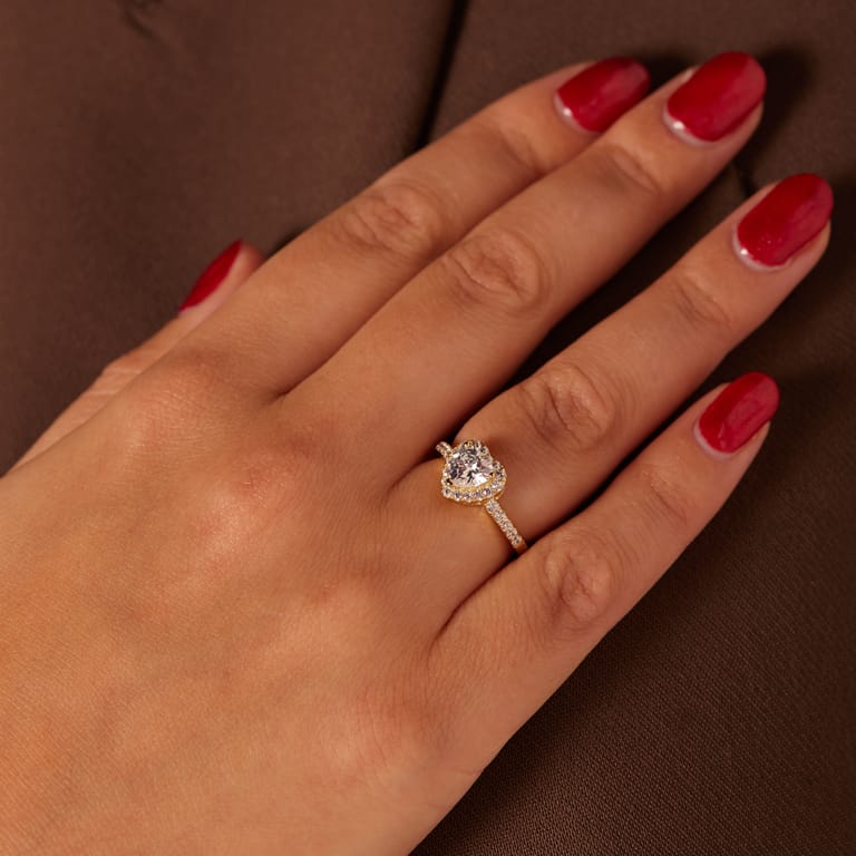 Zilveren goldplated ring hart met zirkonia voor dames