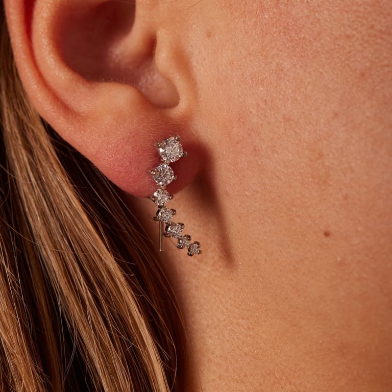 Ohrstecker, 925 Silber, 7 Zirkonia