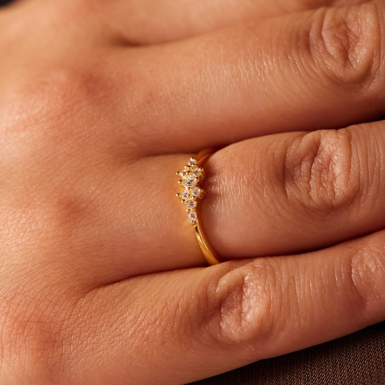 Zilveren goldplated ring met zirkonia voor dames