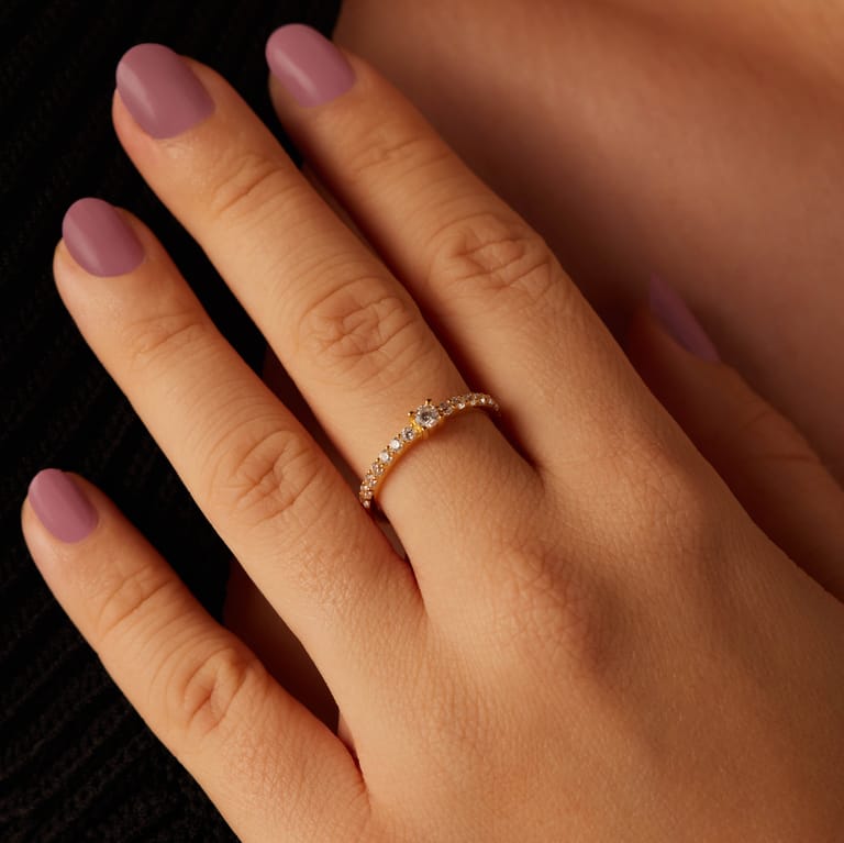 Zilveren goldplated ring met zirkonia voor dames