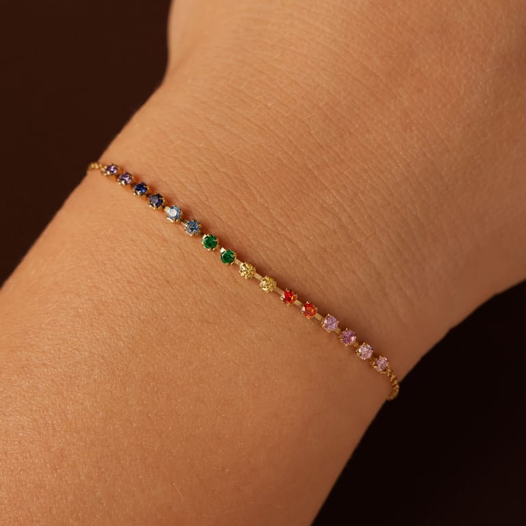 Zilveren goldplated tennisarmband met zirkonia voor dames