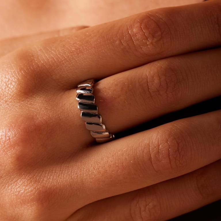 Stainless steel ring ribbels