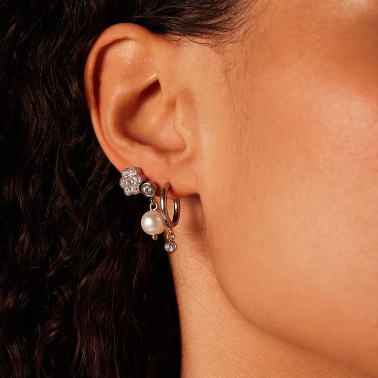 Stainless steel oorbellen set parel